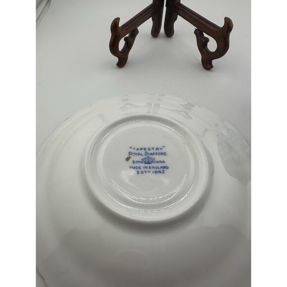 Royal Stafford "Tapestry" Blue White Tea Cup Set Mid Cent Bone China England - Picture 7 of 9